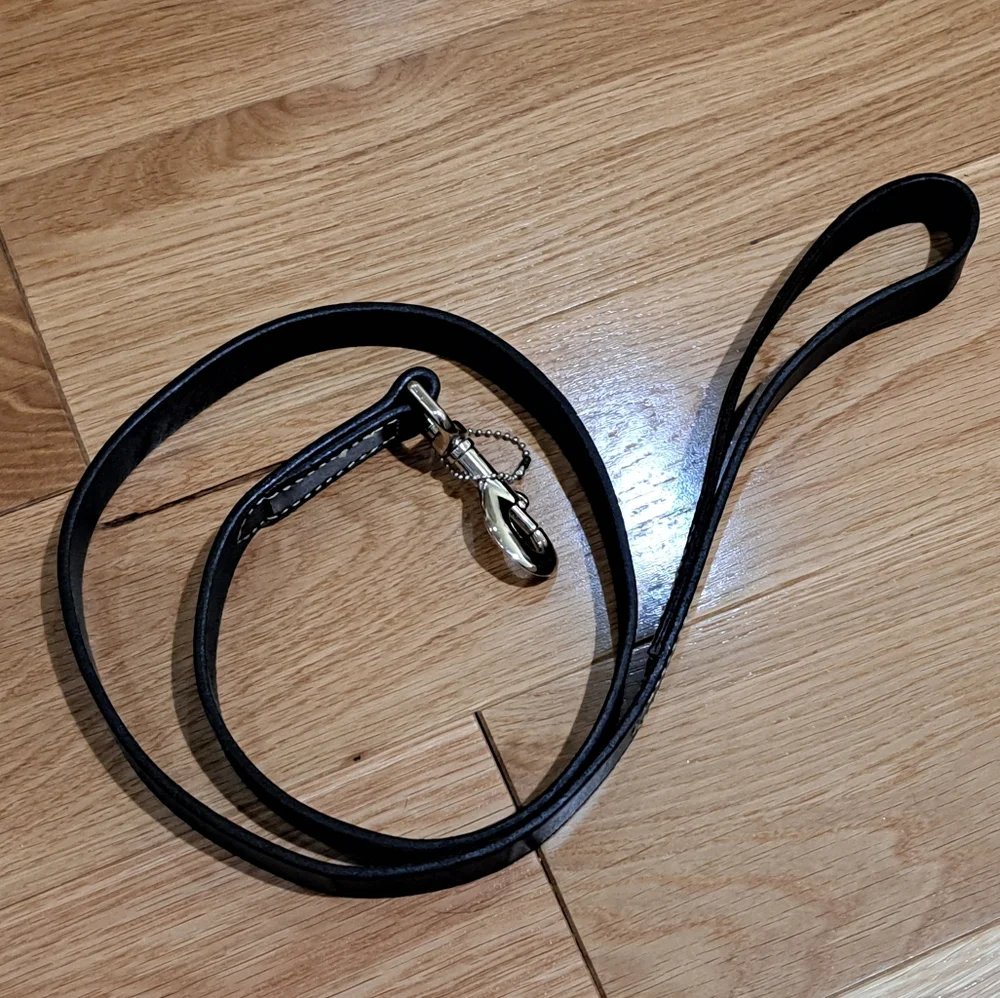 Circle T Black Genuine Leather Dog Leash Large 1